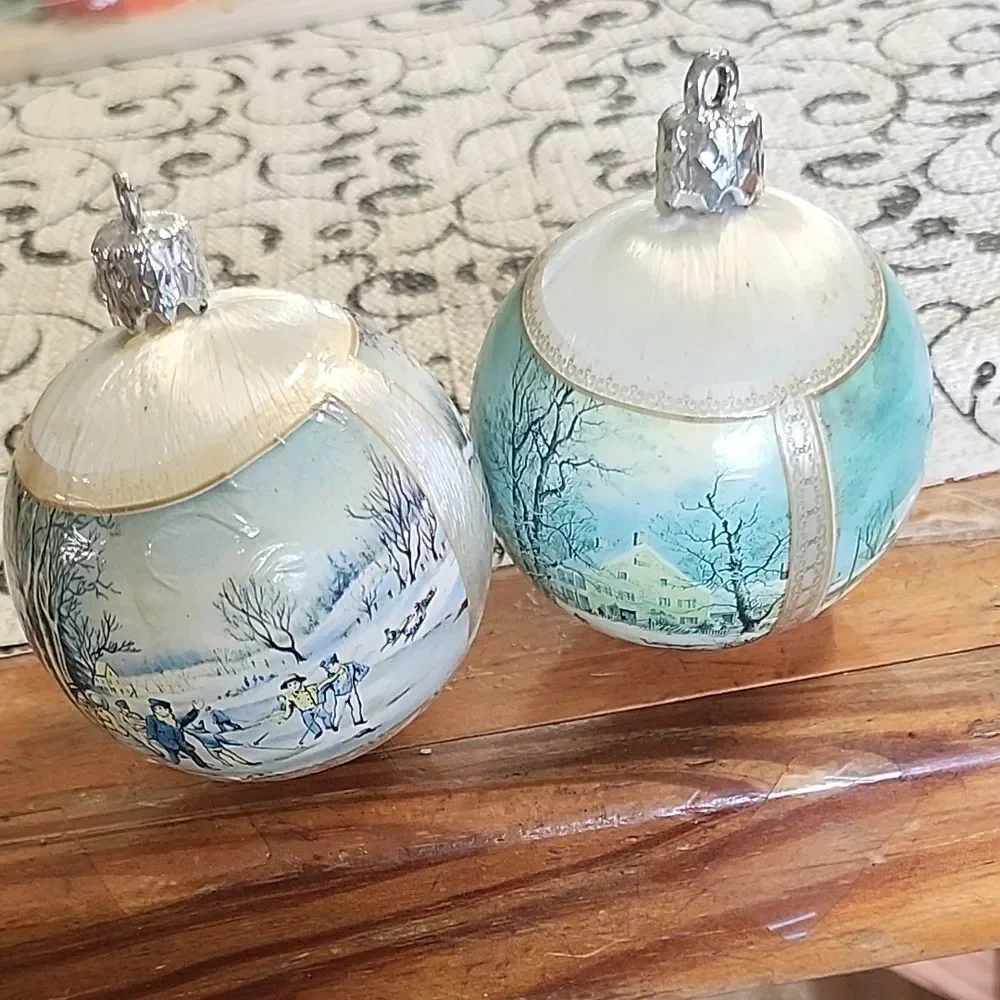 Winter Scene Holiday Ornaments - Set of 2